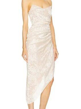 Michael Costello x Revolve Cecilia StrapBuck Mason White Linen Wrap Midi Dress S